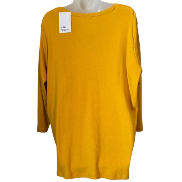 NWT   MUSTARD ZEBRA 3/4 SLEEVE CASUAL TOP   PLUS      #CL - Picture 5 of 8
